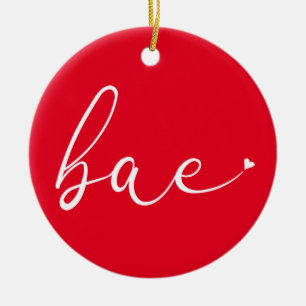 Elegant Script Love Heart Bae Definition Ceramic Ornament