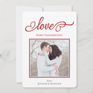 Elegant Script Love Heart Valentine's Day Photo Holiday Card