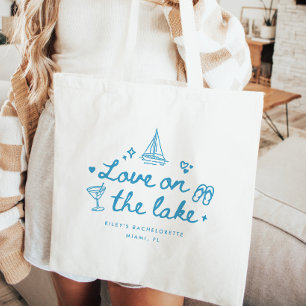 Elegant Script "Love on the Lake" Bachelorette Tote Bag