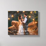 Elegant Script Love Wedding Bride Groom Photo Canvas Print<br><div class="desc">Love Elegant Script Wedding Bride and Groom Photo Canvas Print</div>