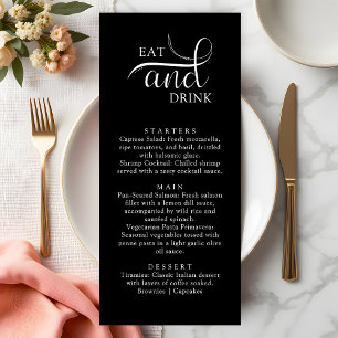 Élégant Script Manger et boire des cartes de menu