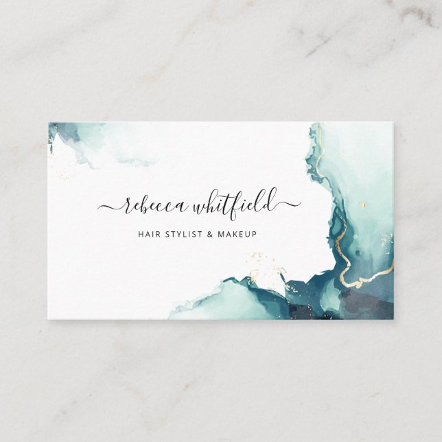 Elegant Script Marble Agate Business Card (Front)