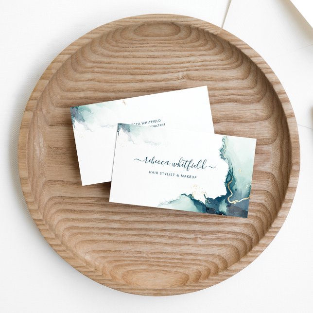 Elegant Script Marble Agate Pattern Business Card (Creator Uploaded)