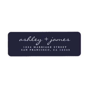 Élégant Script Mariage bleu foncé Adresse de re