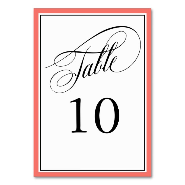 Élégant Script Mariage Numéros de table Coral (Dos)