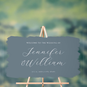 Élégant Script Mariage Welcome Paint Dusty Blue