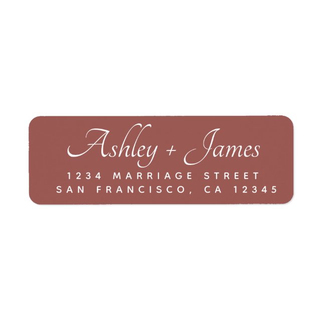Elegant Script Maroon Wedding Return Address (Front)