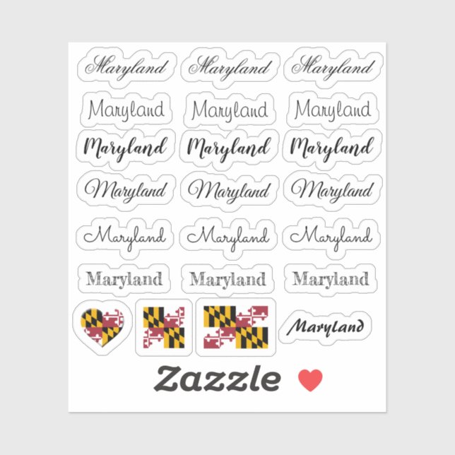 Elegant script Maryland & Maryland Flag /name Set (Sheet)