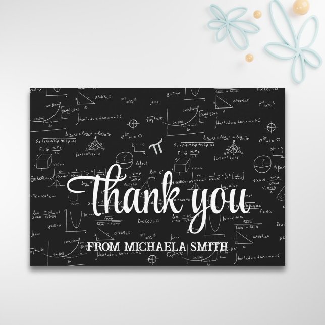 Elegant Script Mathematics Formulas Graduation Thank You Card (Creator Uploaded)