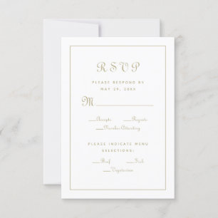 Elegant Script Meal Choice Gold Wedding Enclosure RSVP Card
