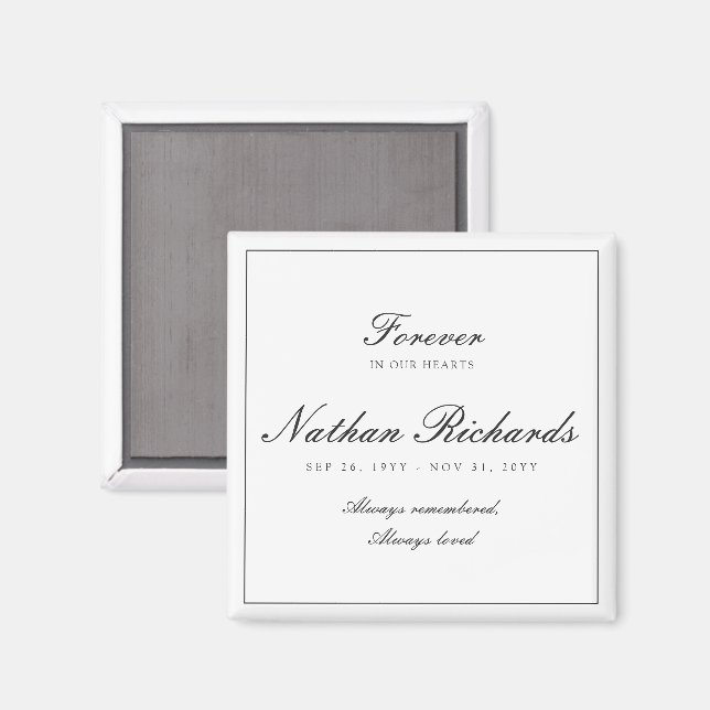 Elegant Script Memorial Forever in Our Hearts Magnet (Front/Back)