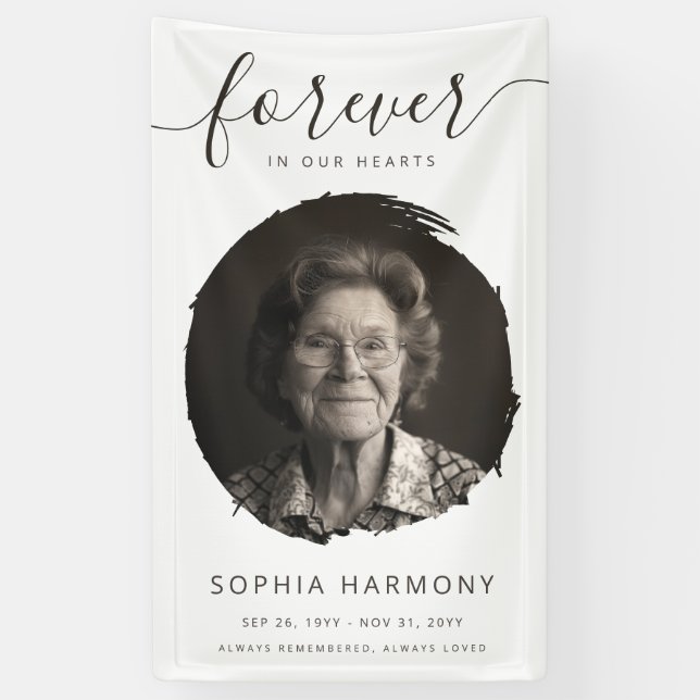 Elegant Script Memorial Funeral Photo Banner (Vertical)
