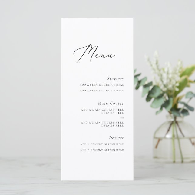 Elegant Script Menu Card (Standing Front)