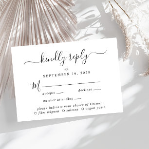 Elegant Script Menu Choice Wedding RSVP