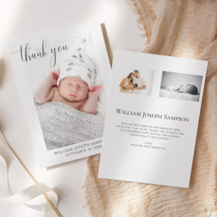 Élégant Script Merci bébé Faire-part de naissance