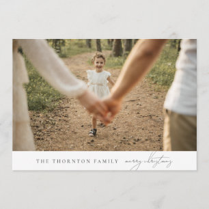 Elegant Script   MERRY CHRISTMAS 4 Photo Collage Holiday Card