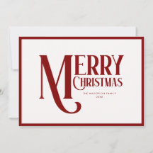 Elegant Script Merry Christmas Burgundy Red