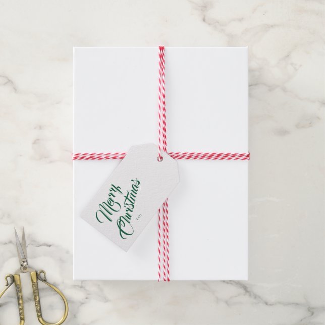 Elegant script merry christmas gift tags (With Twine)