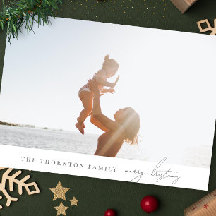 Elegant Script   MERRY CHRISTMAS Photo Collage Holiday Card