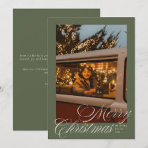 Elegant Script Merry Christmas Photo Green