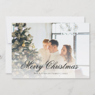 Elegant Script Merry Christmas Photo  Holiday Card