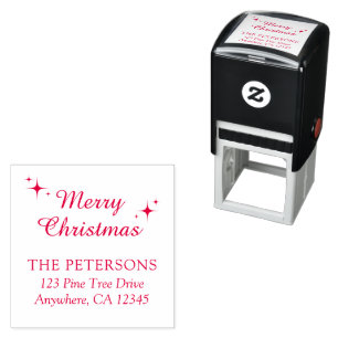 Elegant Script Merry Christmas Return Address Self-inking Stamp