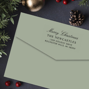 Elegant Script Merry Christmas Return Address Self-inking Stamp