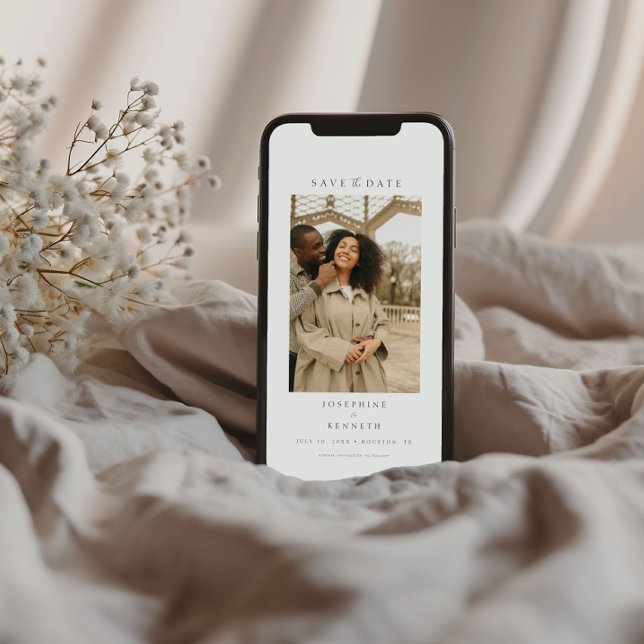 Elegant Script Minimal Photo Wedding Save The Date (Creator Uploaded)