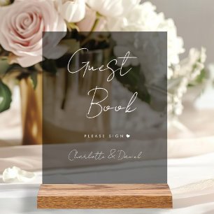 Elegant Script, Minimal, Wedding Guestbook Acrylic Sign