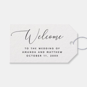 Elegant Script. Minimalist Classic Wedding Welcome Gift Tags