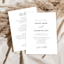 Elegant Script Minimalist Double Sided Wedding