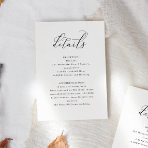 Elegant Script Minimalist Editable Wedding Details Enclosure Card