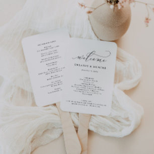 Elegant Script Minimalist Editable Wedding Program Hand Fan