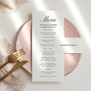 Elegant Script Minimalist Formal White Wedding Menu