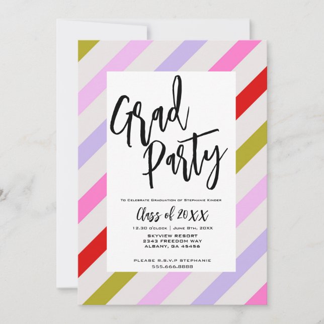 Elegant Script Minimalist Graduation Party Invitation (Front)