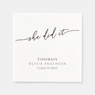 Elegant Script Minimalist Graduation Party Napkin