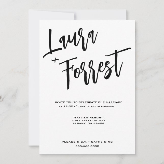 Elegant Script Minimalist Luxury Wedding Invitation (Front)