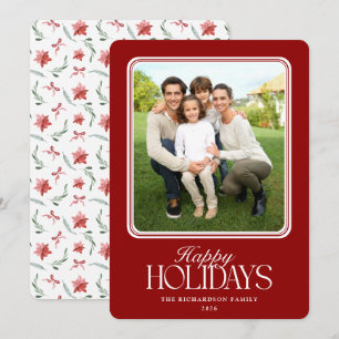 Elegant Script Minimalist Photo Happy Holidays Holiday Card