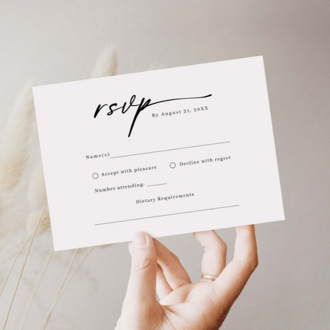 Elegant script minimalist RSVP Reply Card (Creator Uploaded)