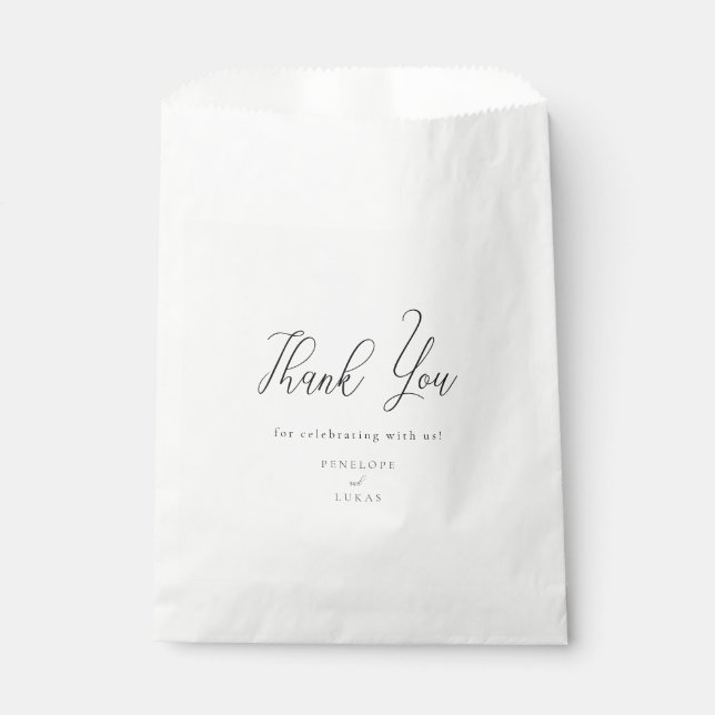 Elegant Script Minimalist Wedding Favour Bag (Front)