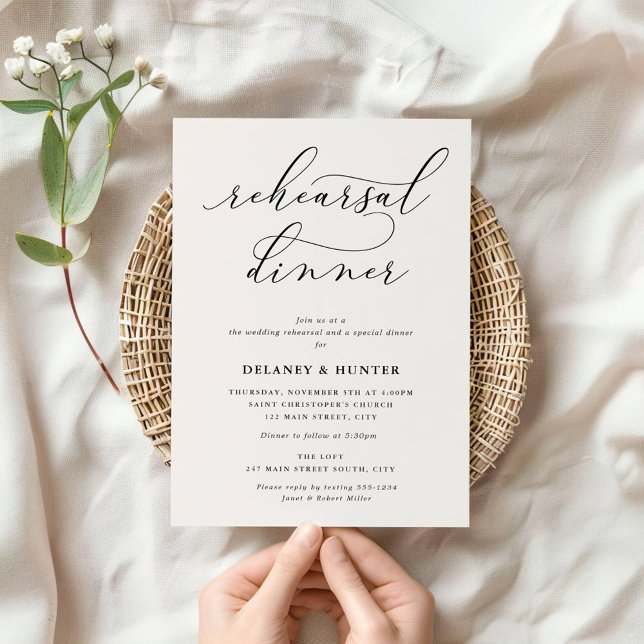 Elegant Script Minimalist Wedding Rehearsal Dinner Invitation (Creator Uploaded)