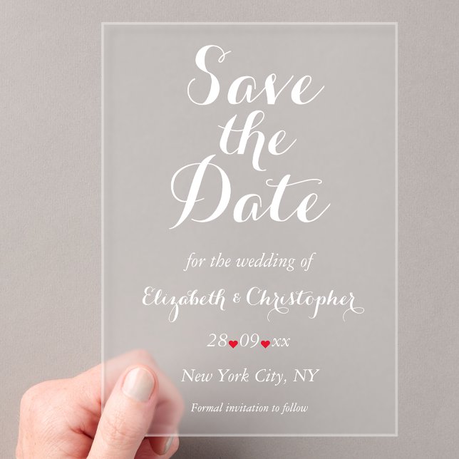 Elegant Script Minimalist Wedding Save the Date Acrylic Invitations (Elegant Script Minimalist Wedding Save the Date Acrylic Invitations)