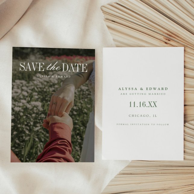 Elegant Script Minimalistic Full Photo Wedding Save The Date (Creator Uploaded)