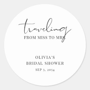 Elegant Script Miss to Mrs Bridal Shower Classic Round Sticker