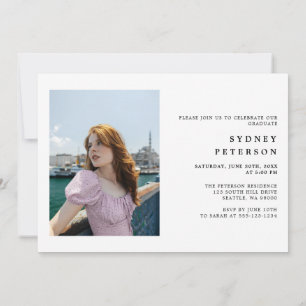Elegant Script Modern 2 Photo Graduation Party Invitation