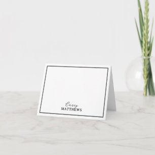 Elegant Script Modern Border Personalized Name Note Card
