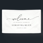 Elegant Script Modern Bridal Shower Welcome Banner<br><div class="desc">Designed to coordinate with our Boho Greenery wedding collection,  this customizable welcome sign banner feature an elegant calligraphy and a classy serif font in black. Matching items available.</div>