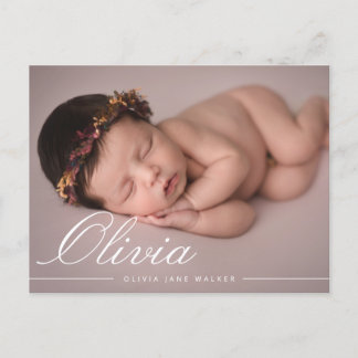 Elegant Script Modern Collage Birth Announcement