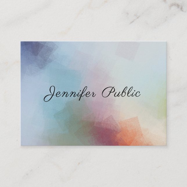 Elegant Script Modern Colourful Abstract Template Business Card (Front)