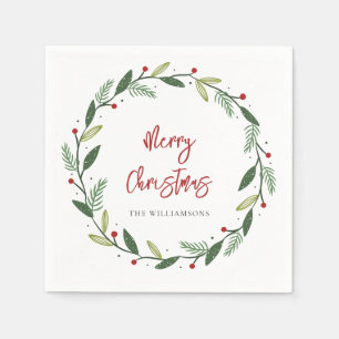 Elegant Script Modern Family Christmas Holidays Napkin